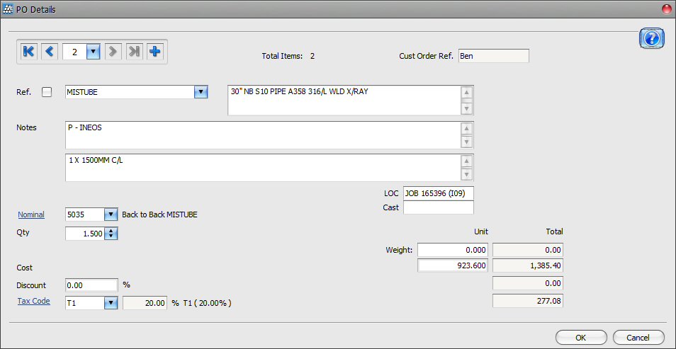 Purchase Order Item Details Purchase Order Item Details